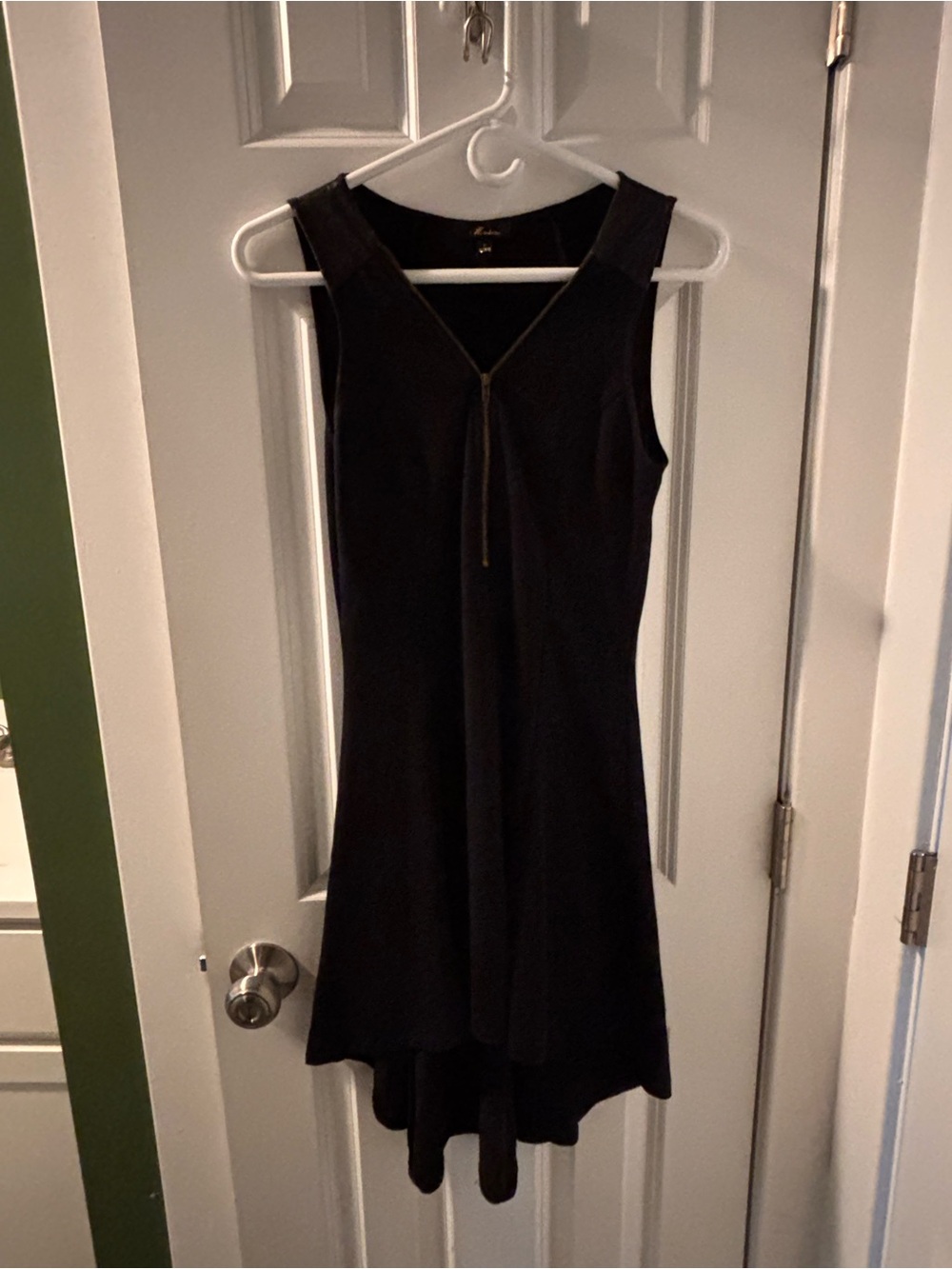Sleeveless Black Zip-Front High-Low Women's Dress